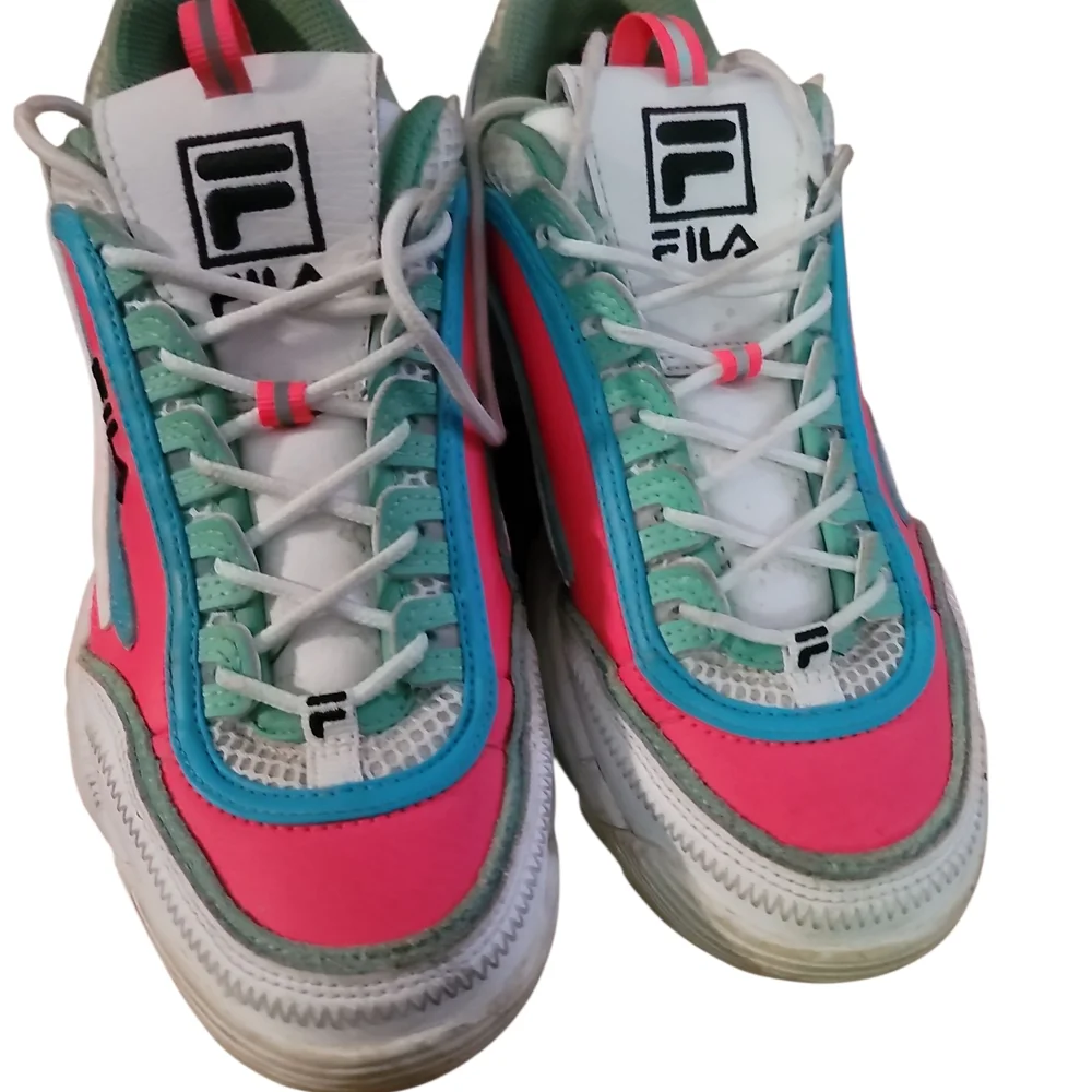 Fila Pink and Green Chunky Sneakers with Retro Design - Picture 3 of 4